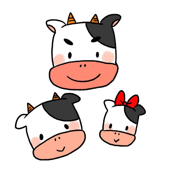 うし家族のイラスト かわいいフリー素材が無料のイラストレイン