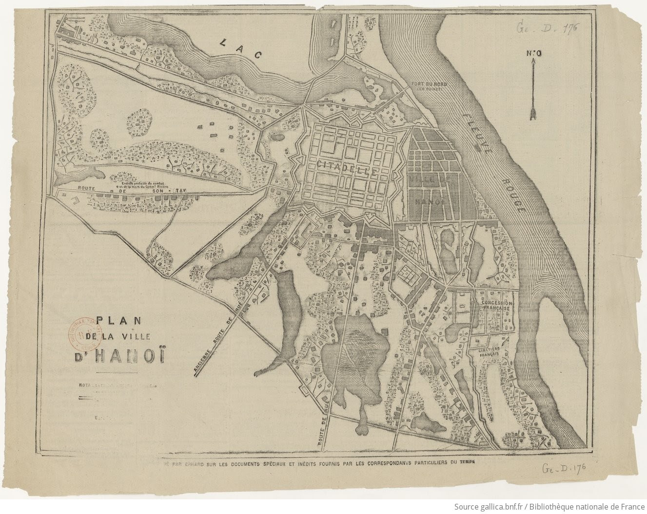 Plan de la ville d'Hanoï / gravé par Erhard