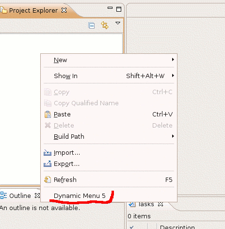 The dynamic label is updated every time we right-click to open a context menu.