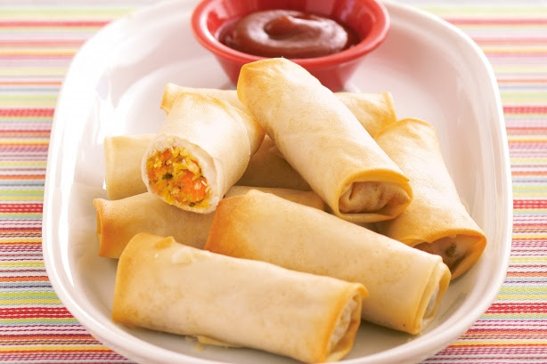 Baked mini spring rolls