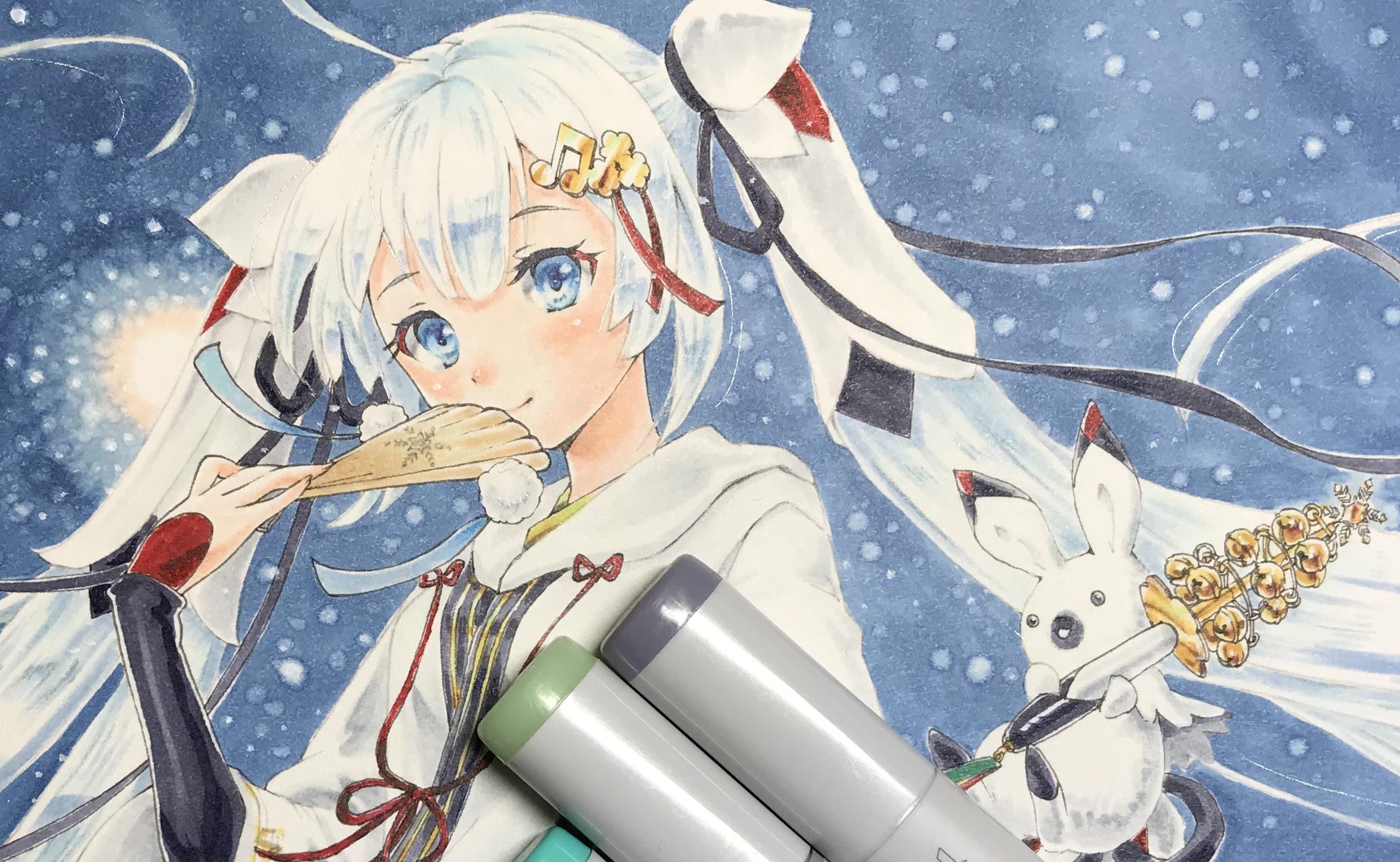 雪ミクイラスト リベンジです 丹頂鶴の巫女衣装とラビット ユキネもがんばった あさひなきりんブログ