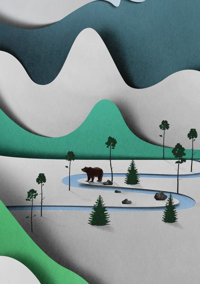 Paper Landscape Illustrated by Eiko Ojala paper landscapes illustration 