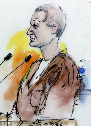 In this artist rendering, Jared Lee Loughner makes his first court appearance at the Sandra Day O'Connor United States Courthouse in Phoenix, Ariz., 