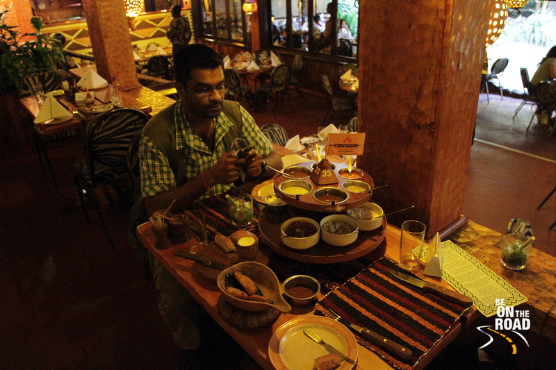 The table has been set with all the sauces. Now the meat has to arrive