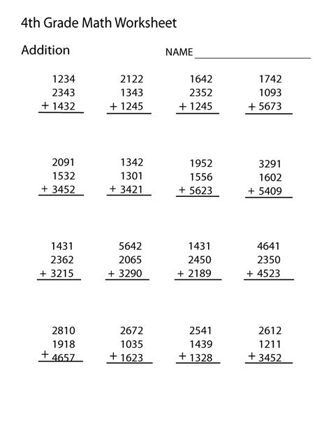  printable 4th grade math worksheets for students learning printable