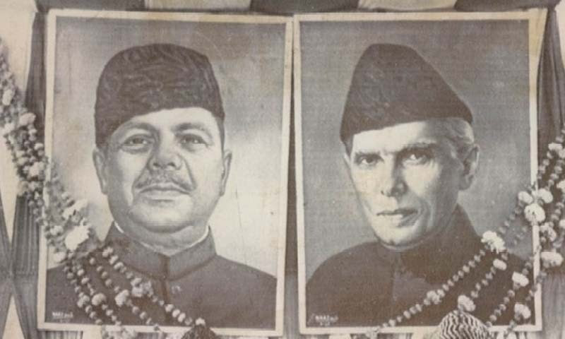 The backdrop of a stage shows portraits of Former President  Ayub Khan and Muhammad Ali Jinnah. — Photo by WhiteStar