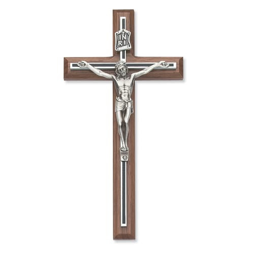 Walnut with Black Overlay Crucifix