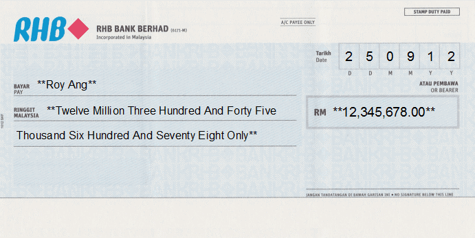 Cheque Writing/ Printing Software for Malaysia Banks