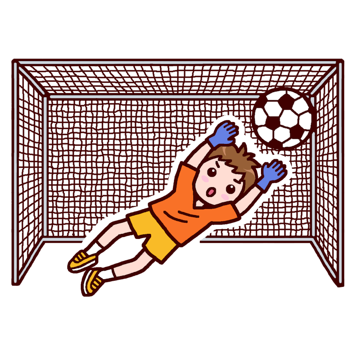 ゴールキーパー カラー サッカーの無料イラスト 部活動 クラブ活動 運動部 学校素材