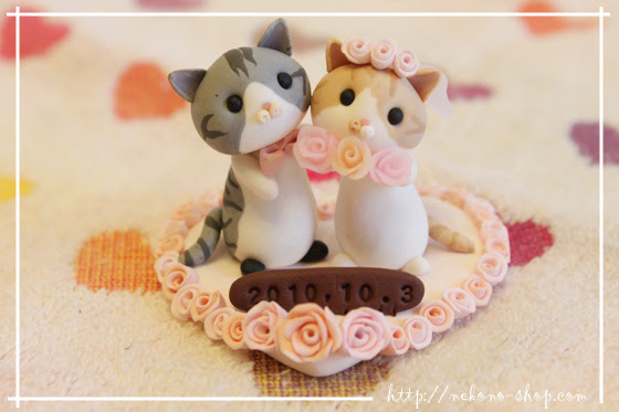 猫のウェディング ウェルカムドールやウェルカムボード リングピローにクレイアートを