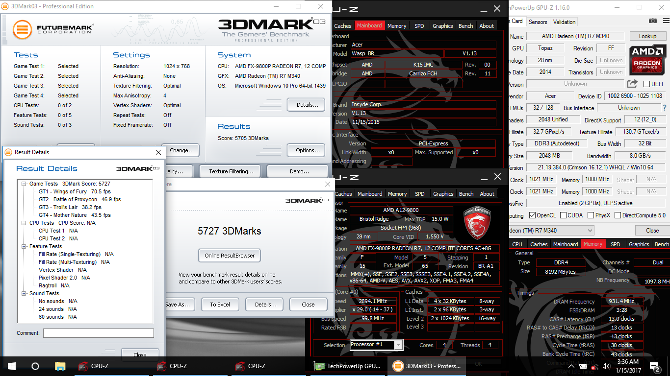 Dark Knight S 3dmark03 Score 5727 Marks With A Radeon R7 M340