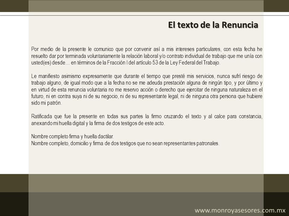 MANEJO INTELIGENTE DE LA RENUNCIA, FINIQUITO, RESCISION Y 