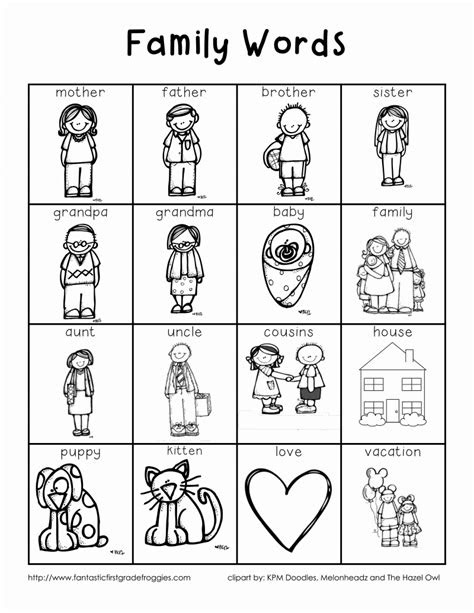  worksheet about family for kindergarten