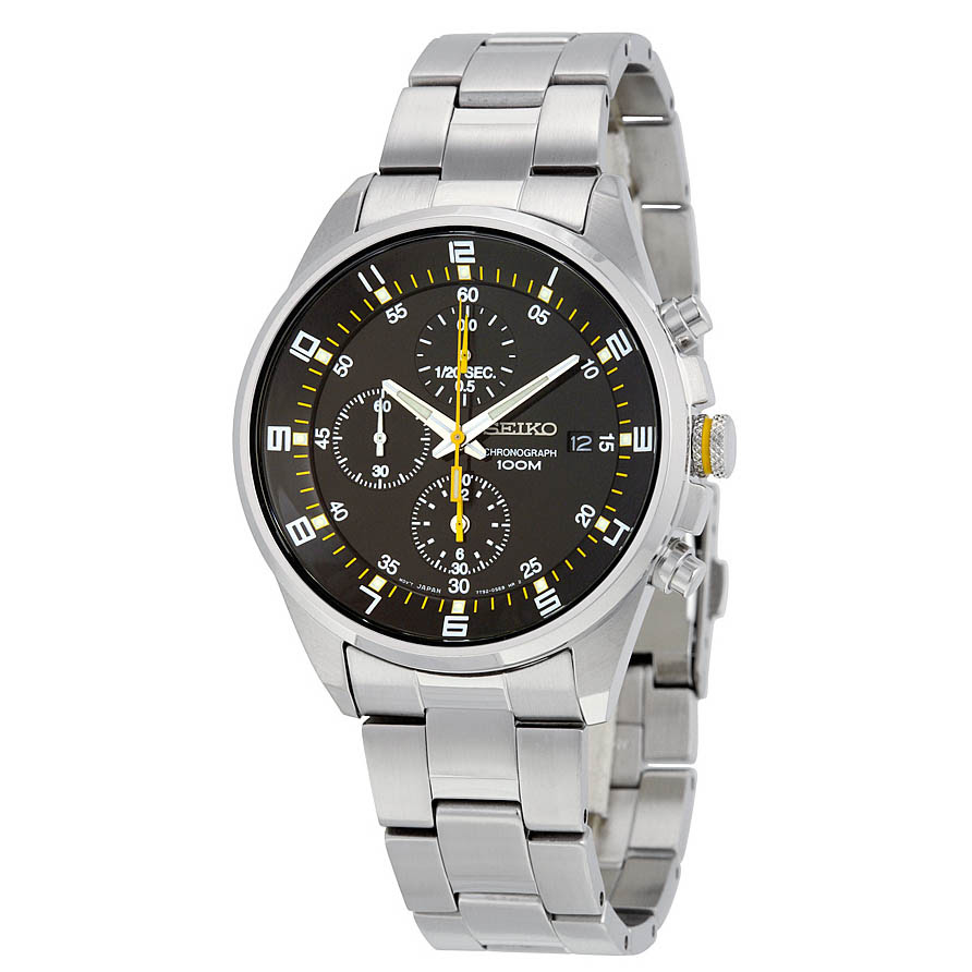 SEIKO CHRONOGRAPH SNDC89 BLACK DIAL STAINLESS STEEL 