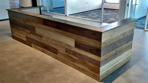 hand  contemporary reclaimed wood  steel reception