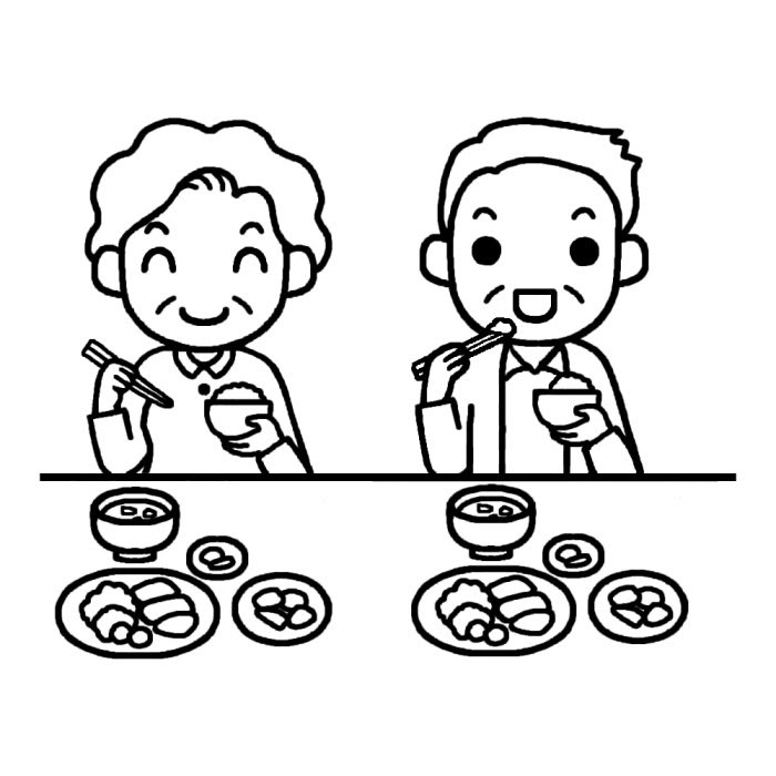 新しいコレクション ランチ イラスト 白黒