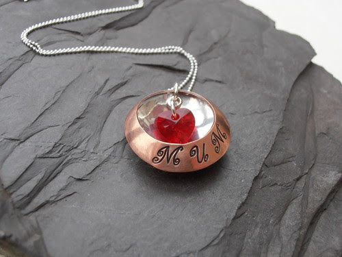 Mum heart stamped pendant by greensladejenny
