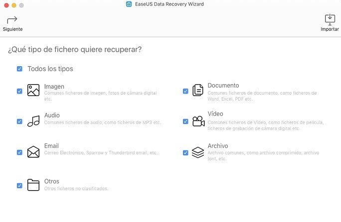 Así es la interfaz principal de EaseUS Data Recovery Wizard