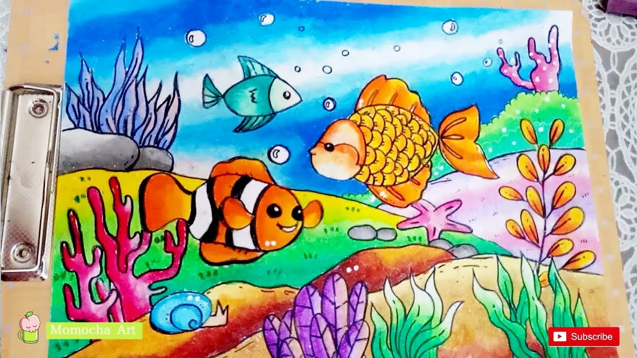 Cara Gradasi Warna Dengan Crayon Oil Pastel Menggambar Pemandangan