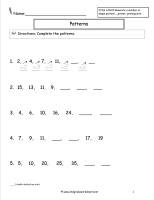 Number and Shape Patterns Worksheets