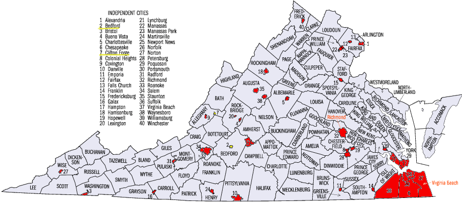 Map Of Cities In Virginia
