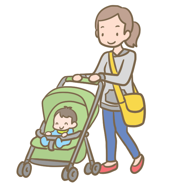 ベビーカーでお散歩 男の子 のイラスト かわいいフリー素材が無料のイラストレイン
