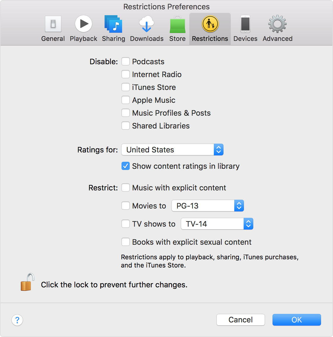 Use Restrictions in iTunes on your Mac or PC - Apple Support