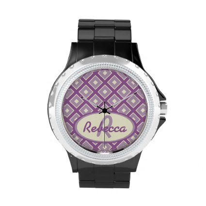 Orchid and mauve chic diamond pattern wristwatches