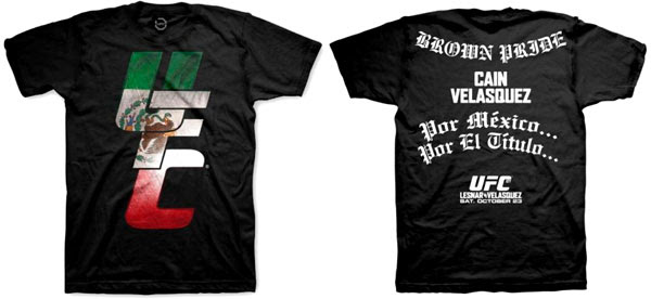 along with the UFC Heavyweight Champ's name and his “Brown Pride” tattoo 