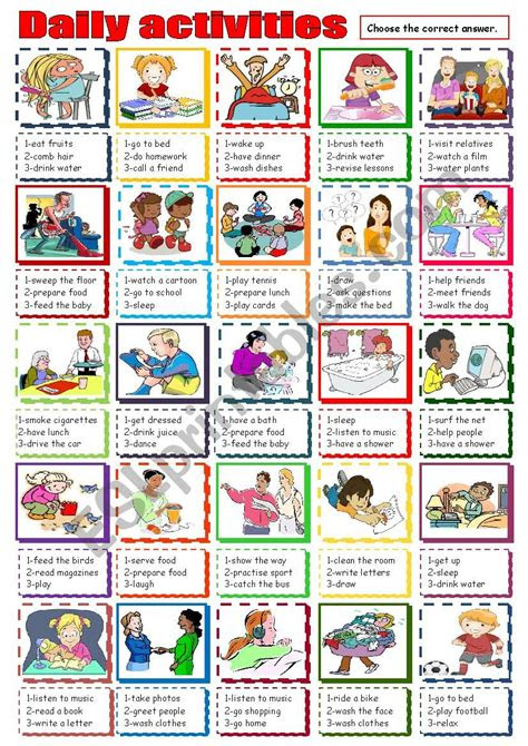  daily activities esl worksheet by sasuna