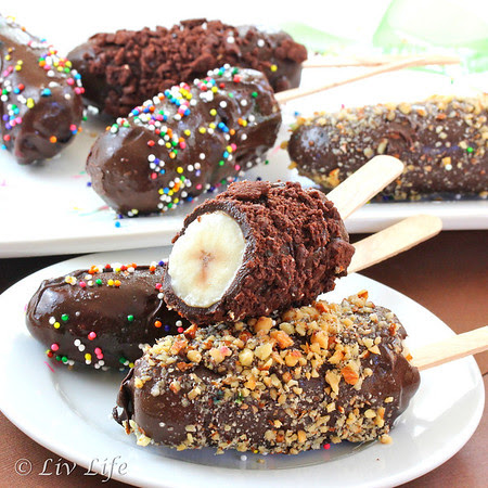Frozen Chocolate Dipped Bananas, food photography