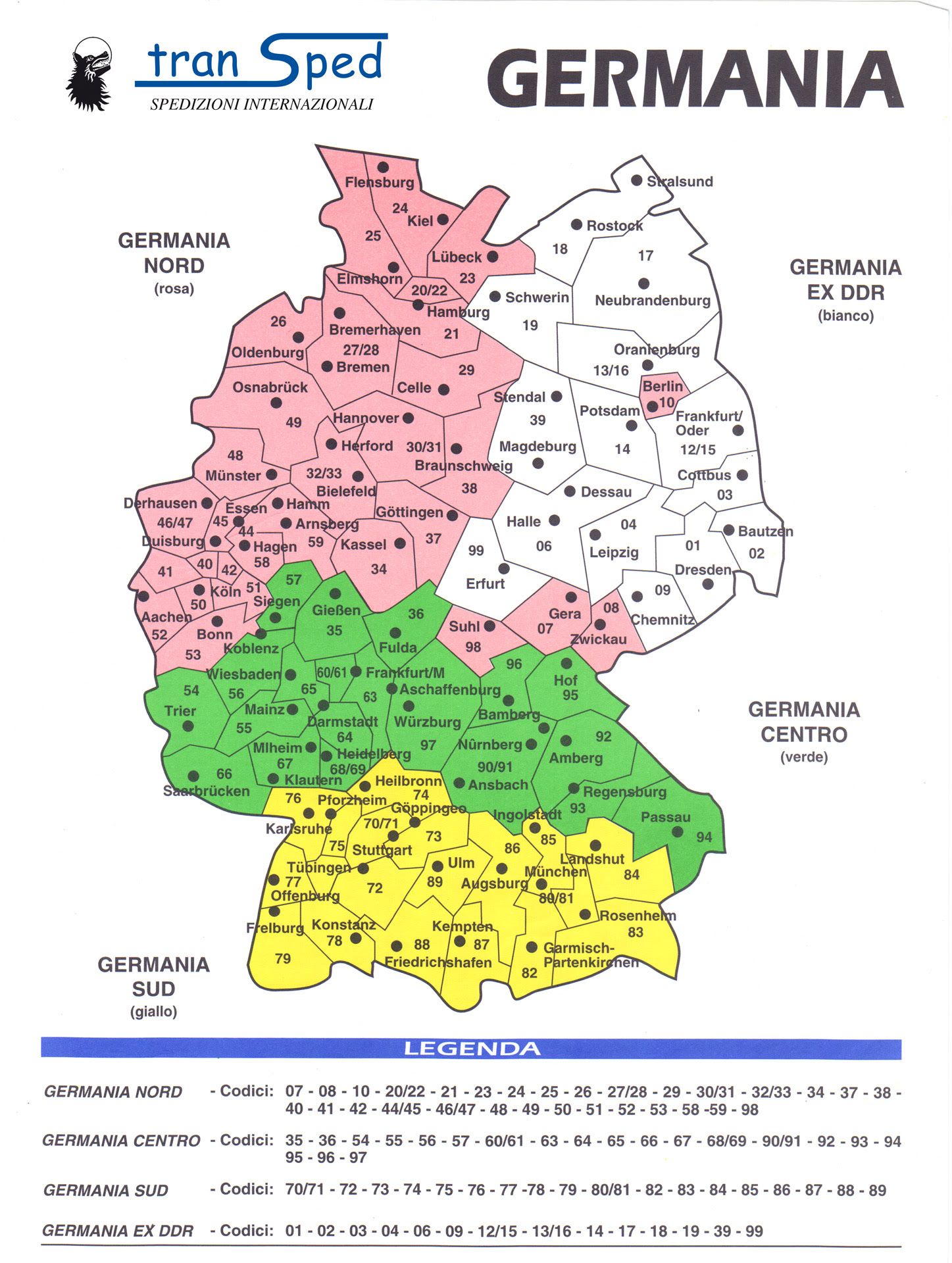 Cartina Germania Codici Postali