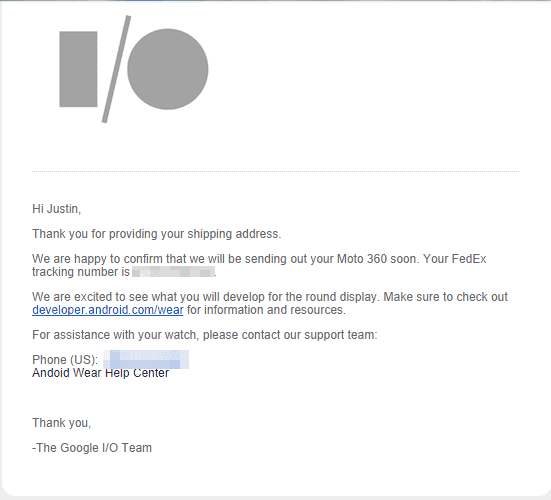 I/O Moto 360 email