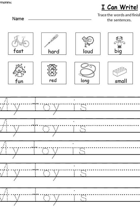  free kindergarten writing printable kindermommacom