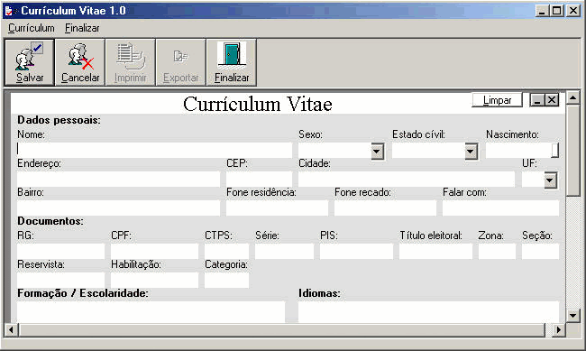 formato curriculum. formato de curriculum vitae.