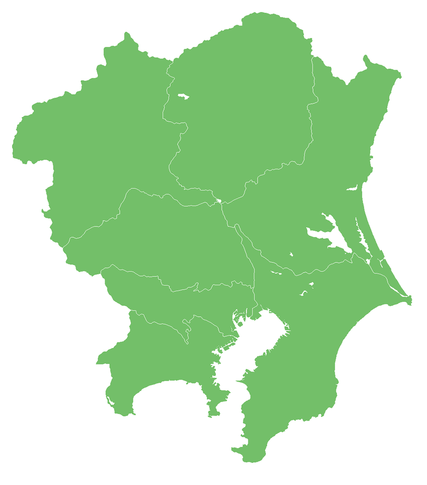Craftmap 関東地方の地図素材 縁無し単色