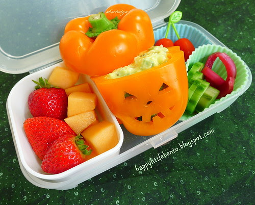 Jack-o-Pepper Egg Salad Halloween Bento by sherimiya ♥