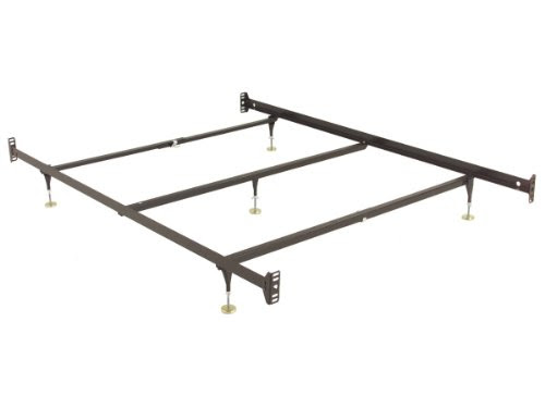 Queen Metal Bed Frame with Adjustable Glides with Headboard and Foot Board Attachments