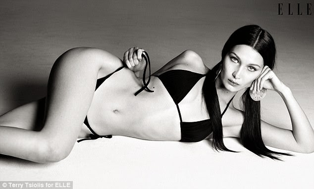 Beach Bell-a! Supermodel Hadid teased as she untied her very skimpy bikini bottoms for a sultry new ELLE photoshoot