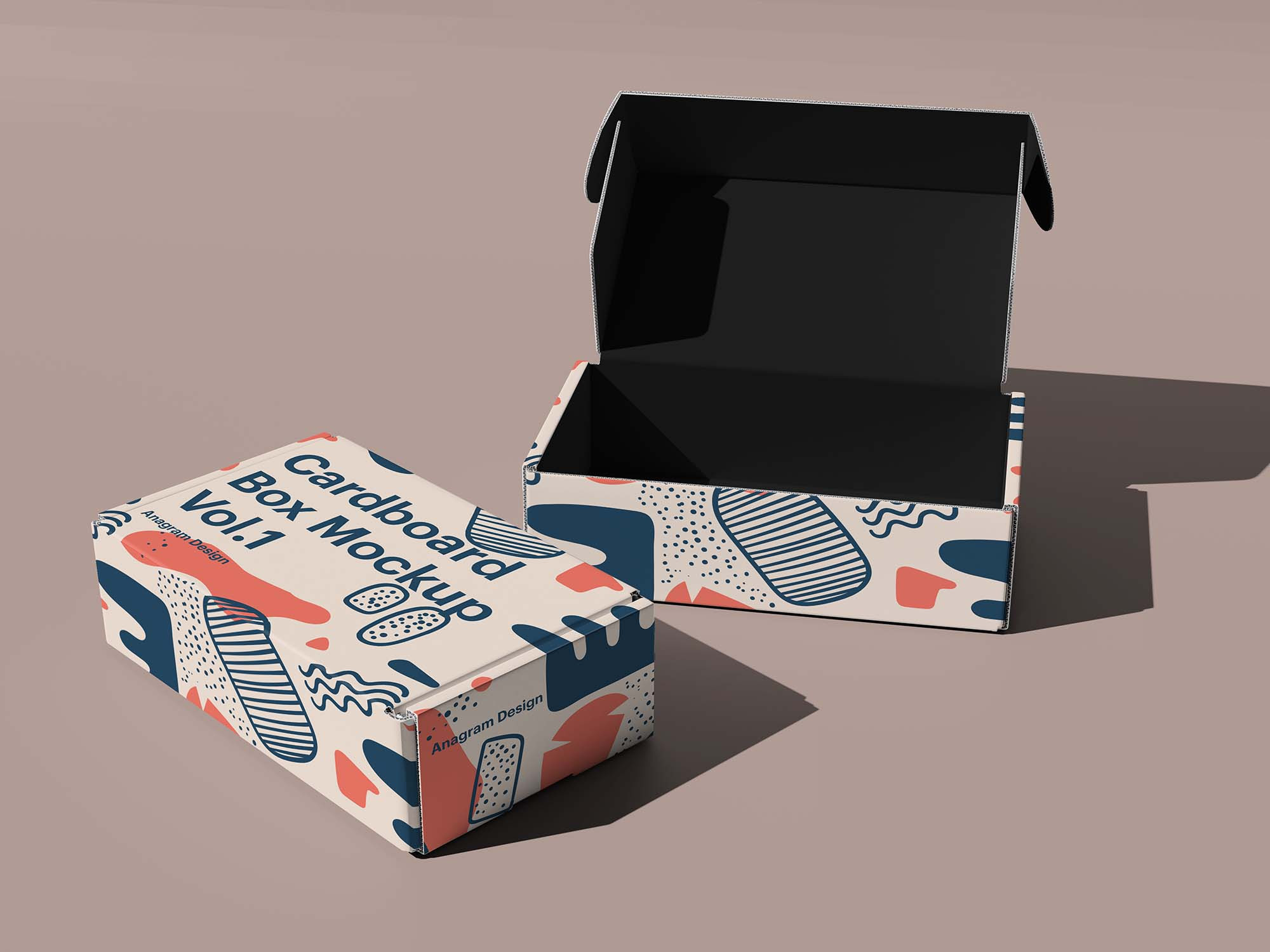 Download Free Opened and Closed Cardboard Box Mockup (PSD)