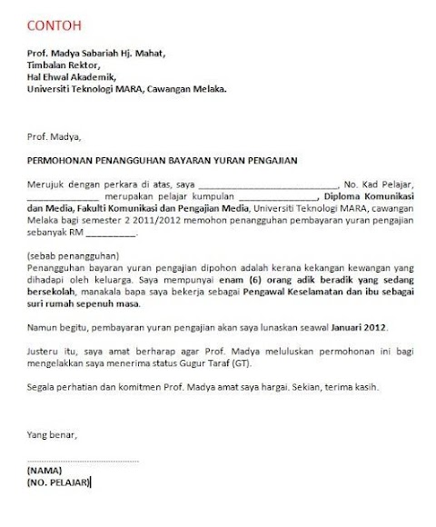 contoh surat offer letter bahasa melayu