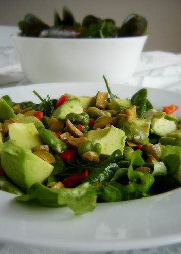 Chilli Lime Mussels with Green Olive & Broad Bean Salad 1
