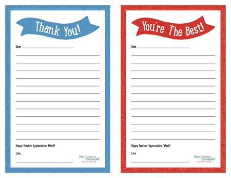 As a teacher, you know how important it is to have engaging and effective classroom materials. teacher appreciation week printable thank you notes childrens