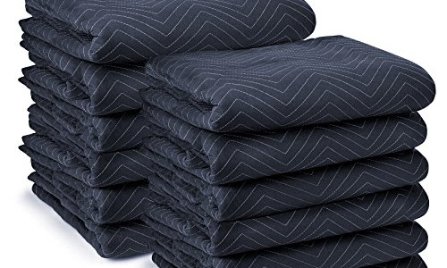 One-Day Sale: Up to 50% Off Sure-Max 12 Moving & Packing Blankets - Pro Economy - 80" x 72" (35 lb/dz weight) - Quilted Shipping Furniture Pads Navy Blue and Black