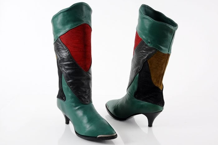 Vintage ZODIAC boots - avant garde colorblock leader and suede