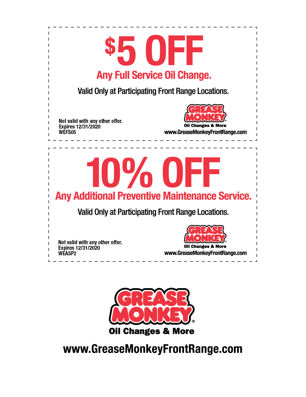 Oil Change & Automotive Maintenance Coupons - Grease Monkey ...