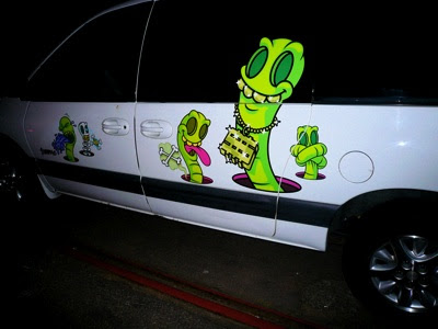 The images here capture four cars being tattooed during the party.