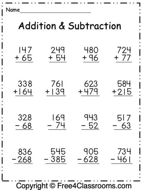 Webplunge into practice with our free addition and subtraction worksheets, featuring an array of exercises to practice the two basic arithmetic operations of addition and subtraction. free addition and subtraction worksheets 3 digit with regrouping