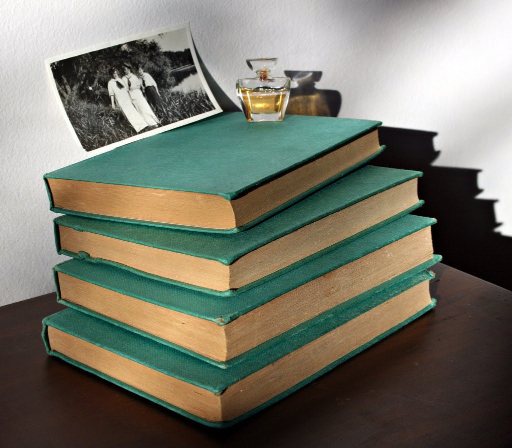 4 Vintage Childrens Books Teal Home Decor by RandomVoyeurVintage