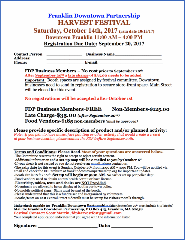 Harvest Festival registration deadline is Weds - Sep 20